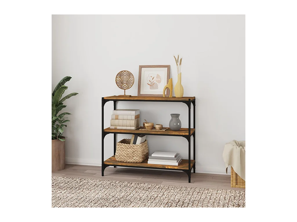 Bibliothèque Chêne fumé 80x33x70,5cm Bois d'ingénierie et acier