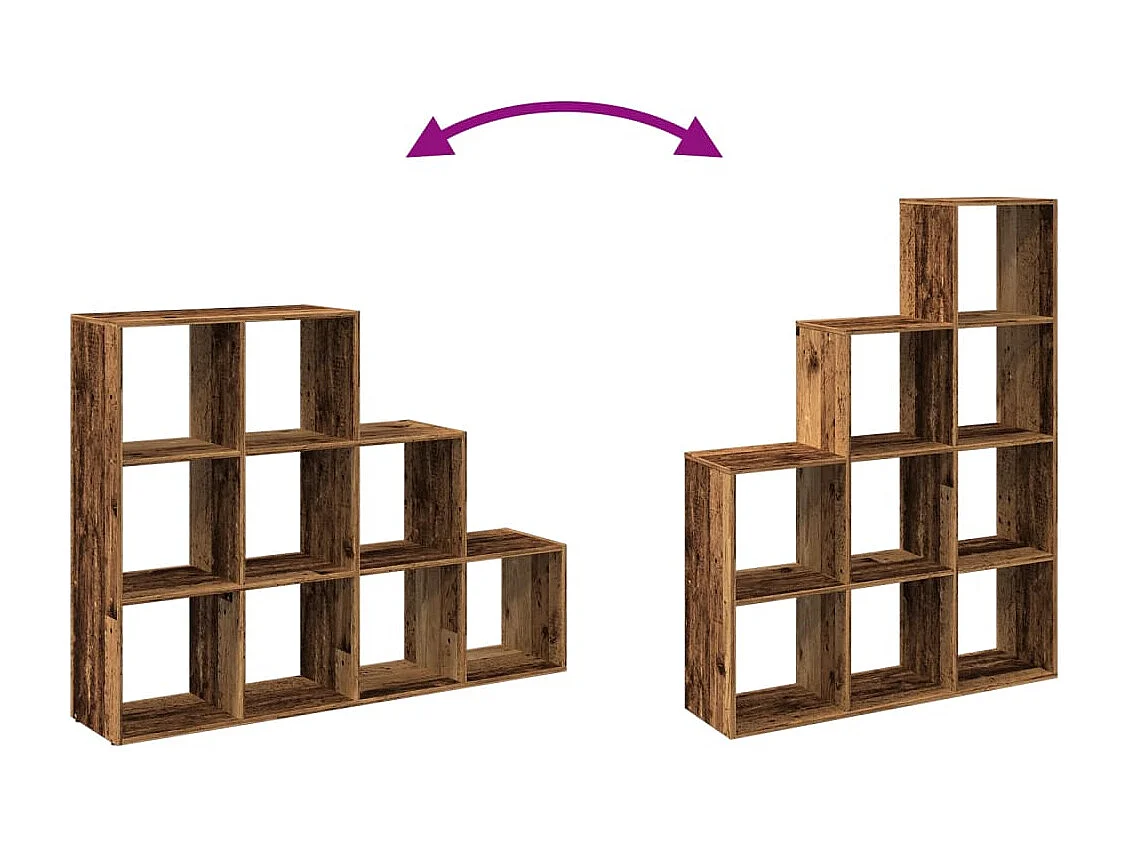 Scaffale divisorio a 3 livelli in legno vecchio