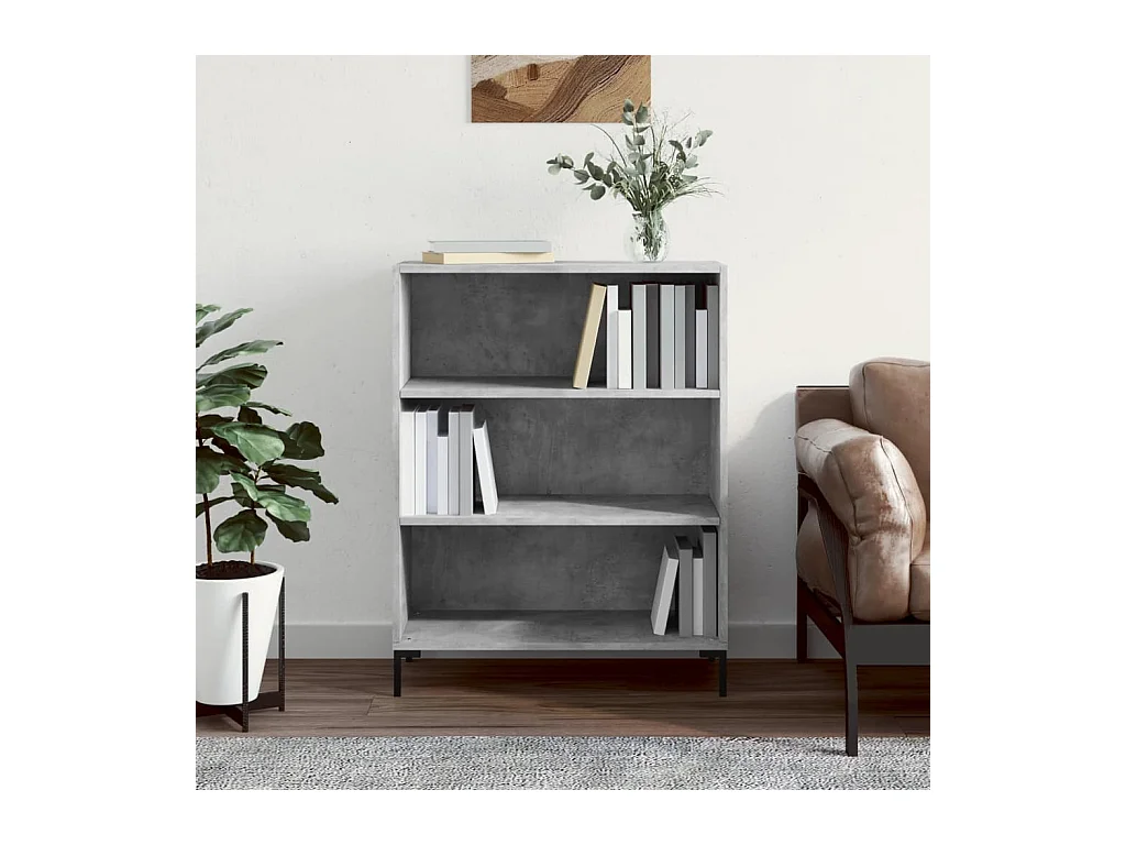 Bibliothèque gris béton 69,5x32,5x90 cm bois d'ingénierie