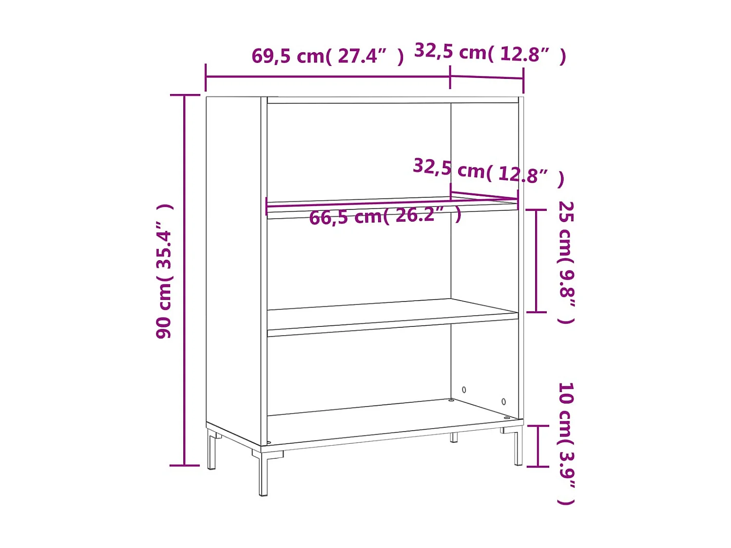 Libreria grigio cemento 69,5x32,5x90 cm in legno ingegnerizzato