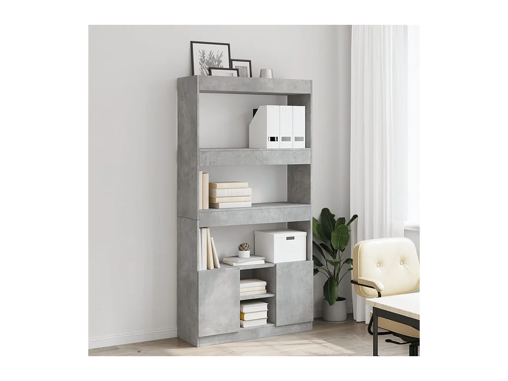 Betongrijs hoog dressoir 92x33x180 cm bewerkt hout