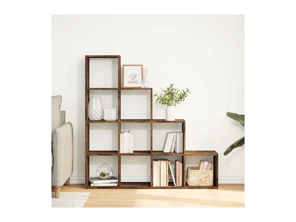 Étagère séparatrice de pièce 4 niveaux chêne fumé