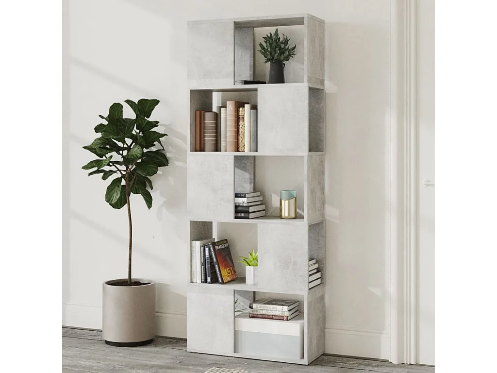 Bibliothèque/Séparateur de pièce Gris béton 60x24x155 cm