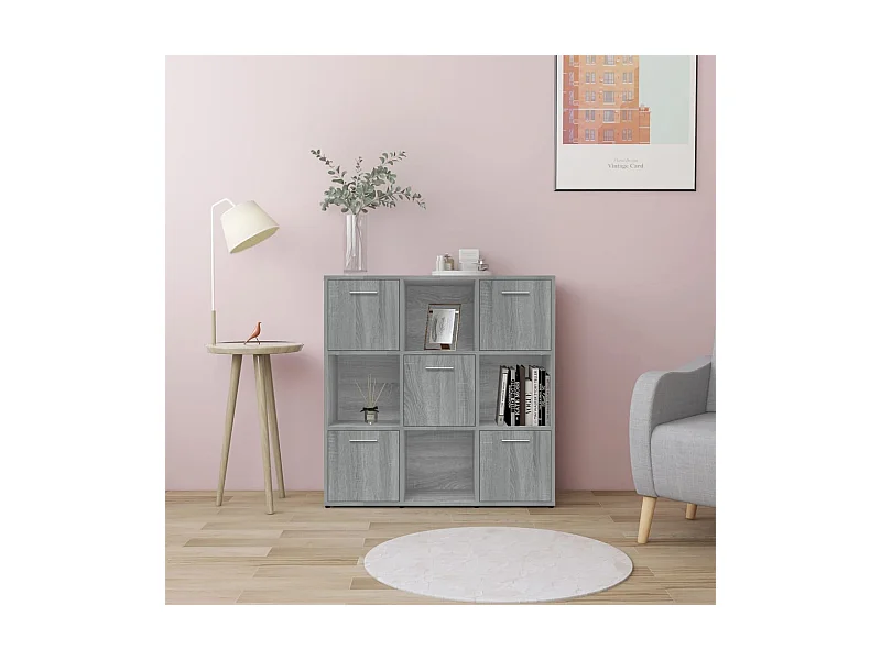 Sonoma Grey Boekenkast 90x30x90 cm Bewerkt Hout