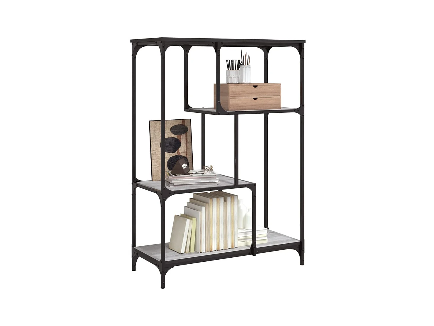 Libreria grigia Sonoma 81x36x115cm in legno ingegnerizzato e acciaio