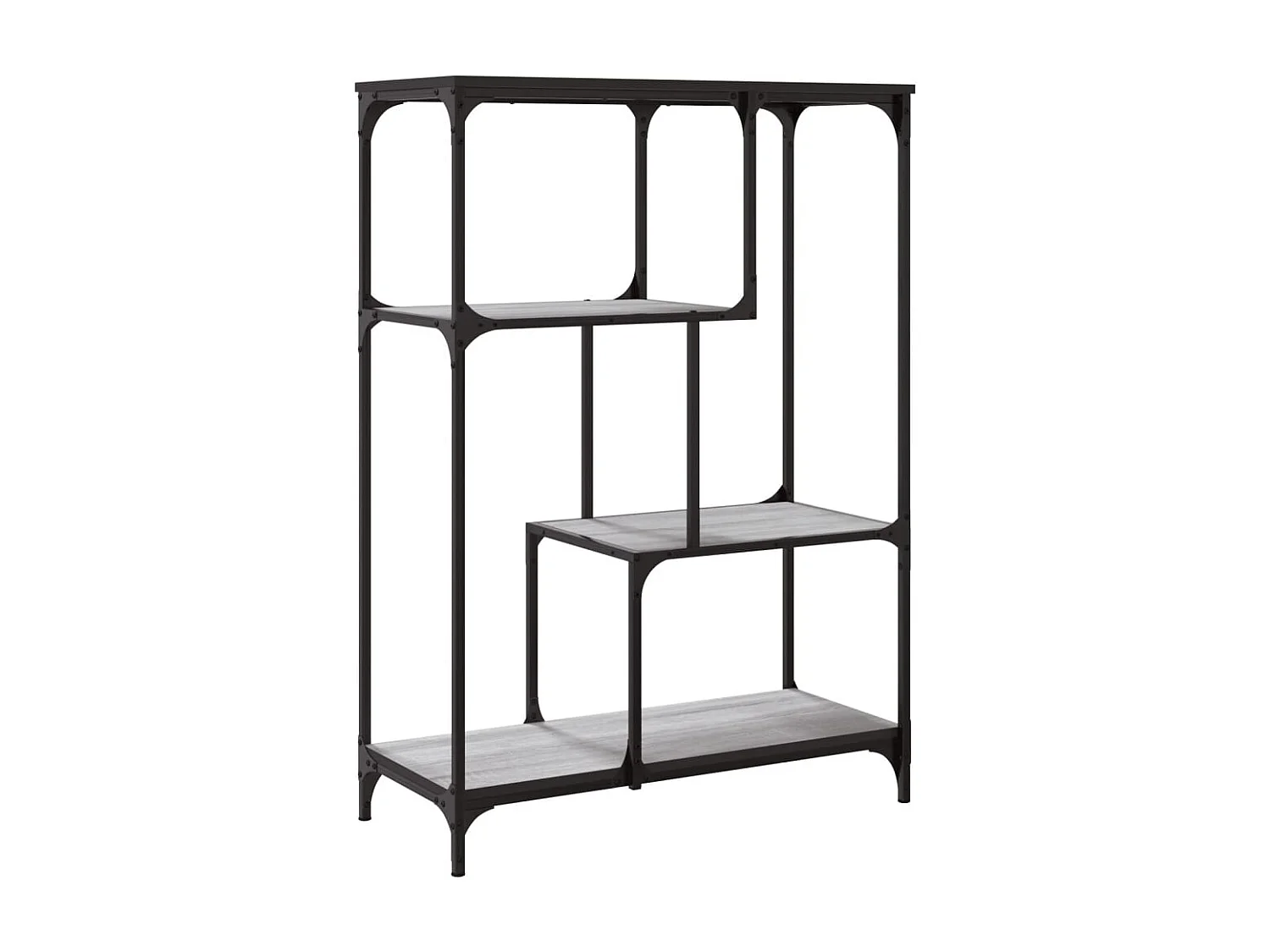 Sonoma graues Bücherregal 81x36x115cm Holzwerkstoff und Stahl