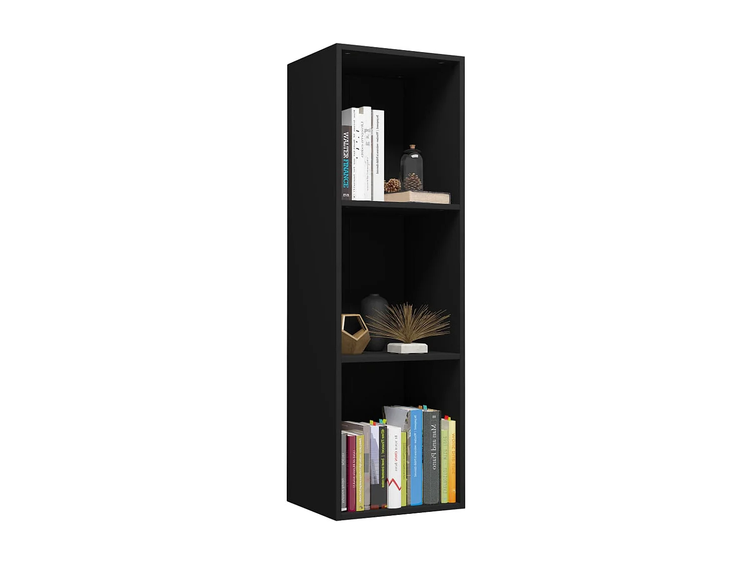 Zwarte boekenkast/tv-kast 36x30x114 cm bewerkt hout