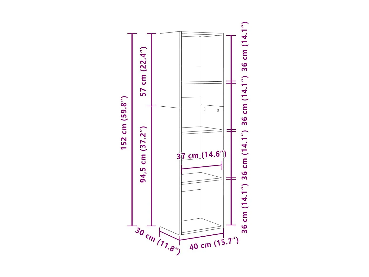 Libreria in rovere Sonoma 40x30x152 cm in legno ingegnerizzato
