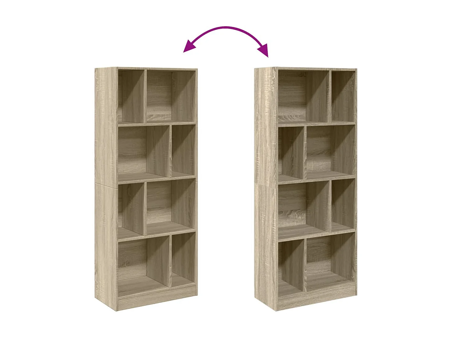 Sonoma eiken boekenkast 57x28,5x141 cm bewerkt hout