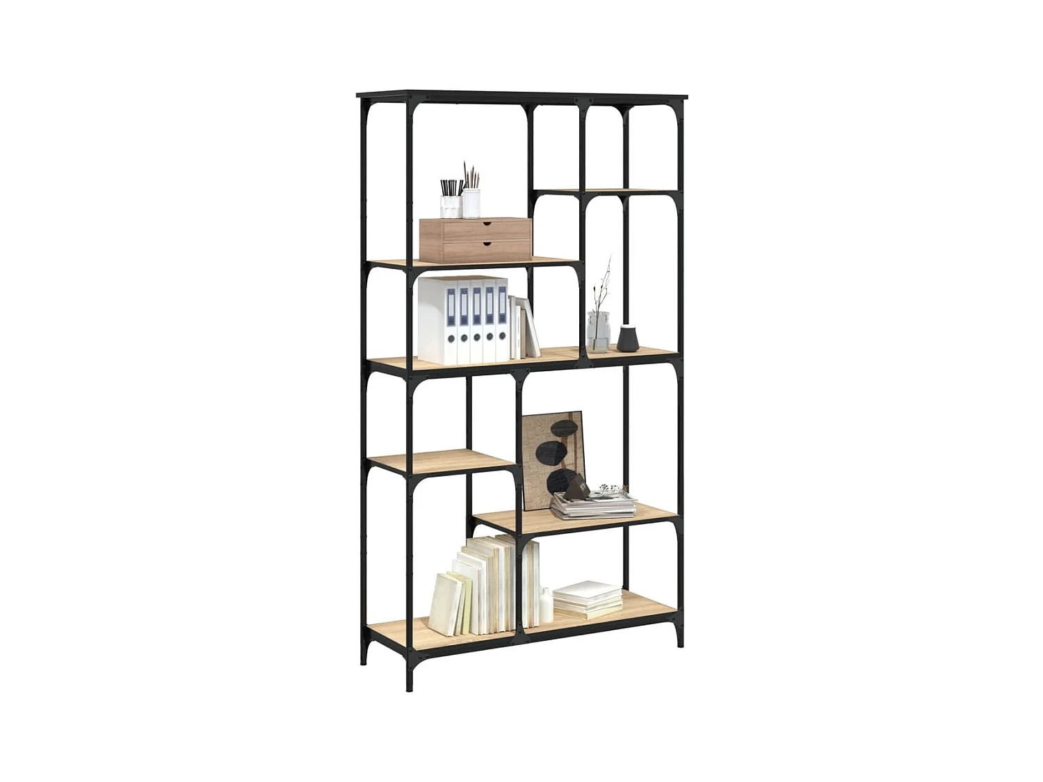 Bibliothèque chêne sonoma 99x35,5x176 cm bois ingénierie acier