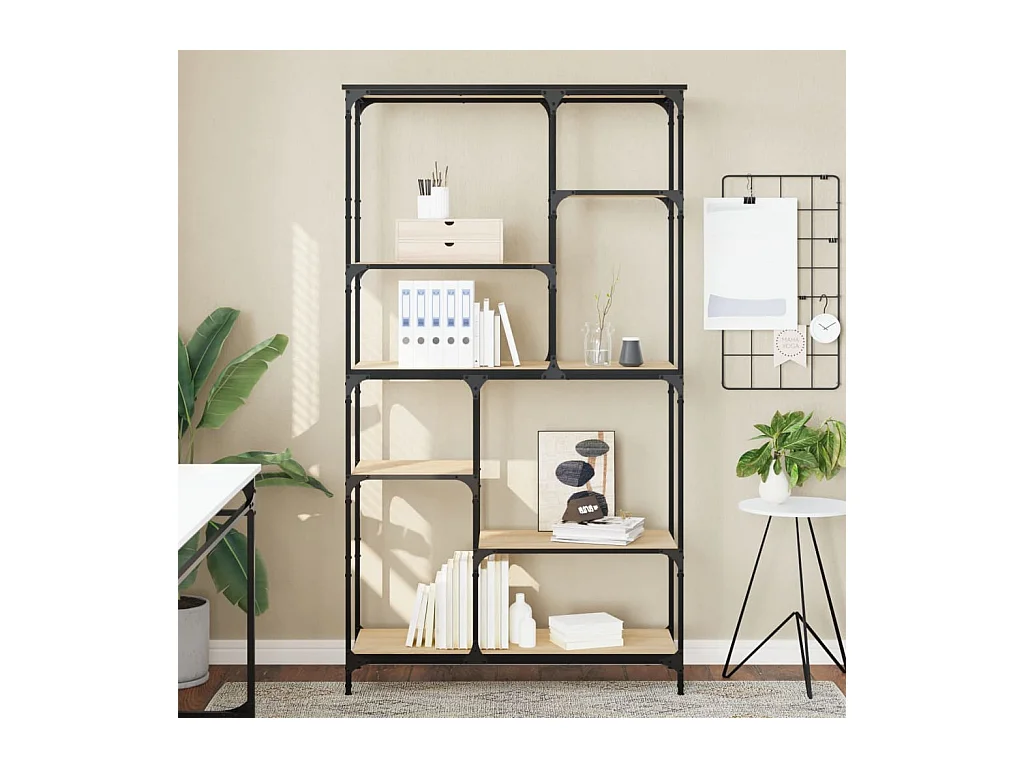 Bibliothèque chêne sonoma 99x35,5x176 cm bois ingénierie acier