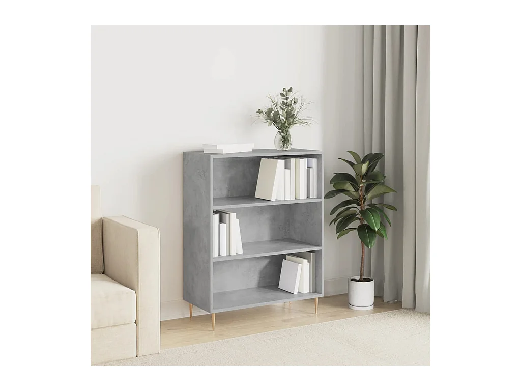 Bibliothèque gris béton 69,5x32,5x90 cm bois d'ingénierie
