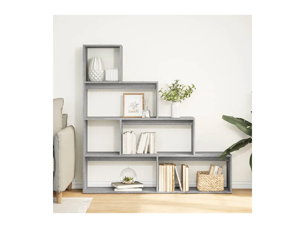 Estante divisor de ambientes de 4 niveles en gris Sonoma