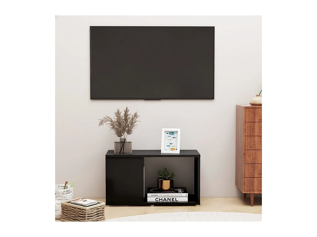 Meuble TV Noir 60x24x32 cm Bois d'ingénierie