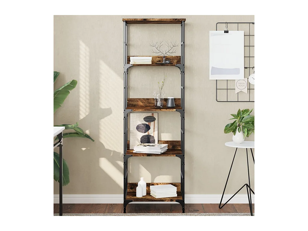 Libreria in rovere affumicato 50x33x153 cm in legno ingegnerizzato