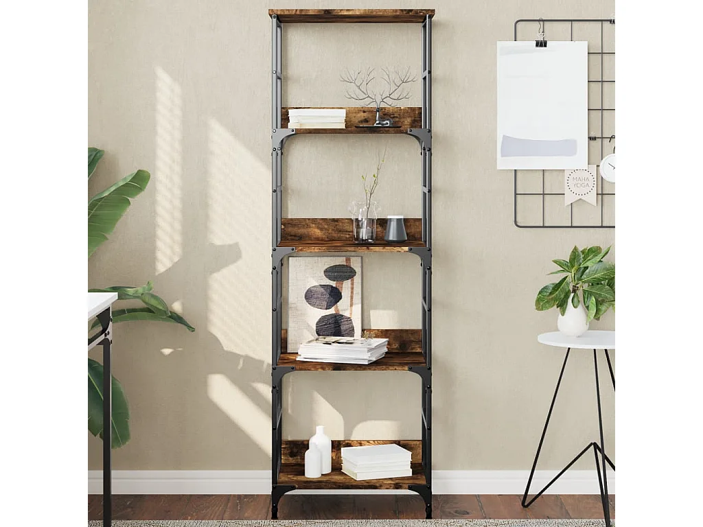 Bibliothèque chêne fumé 50x33x153 cm bois d'ingénierie