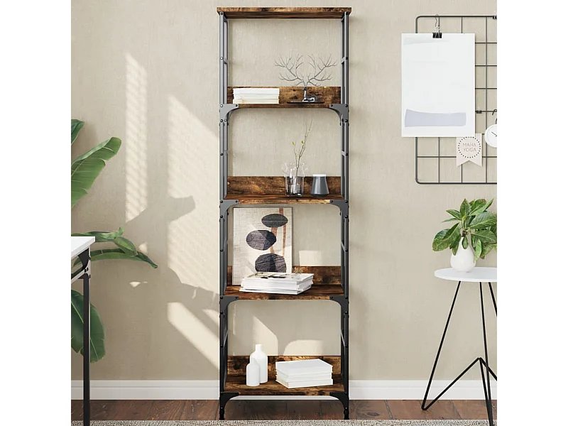 Bibliothèque chêne fumé 50x33x153 cm bois d'ingénierie