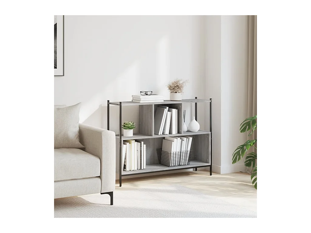 Sonoma grijze boekenkast 102x28x77,5 cm bewerkt hout