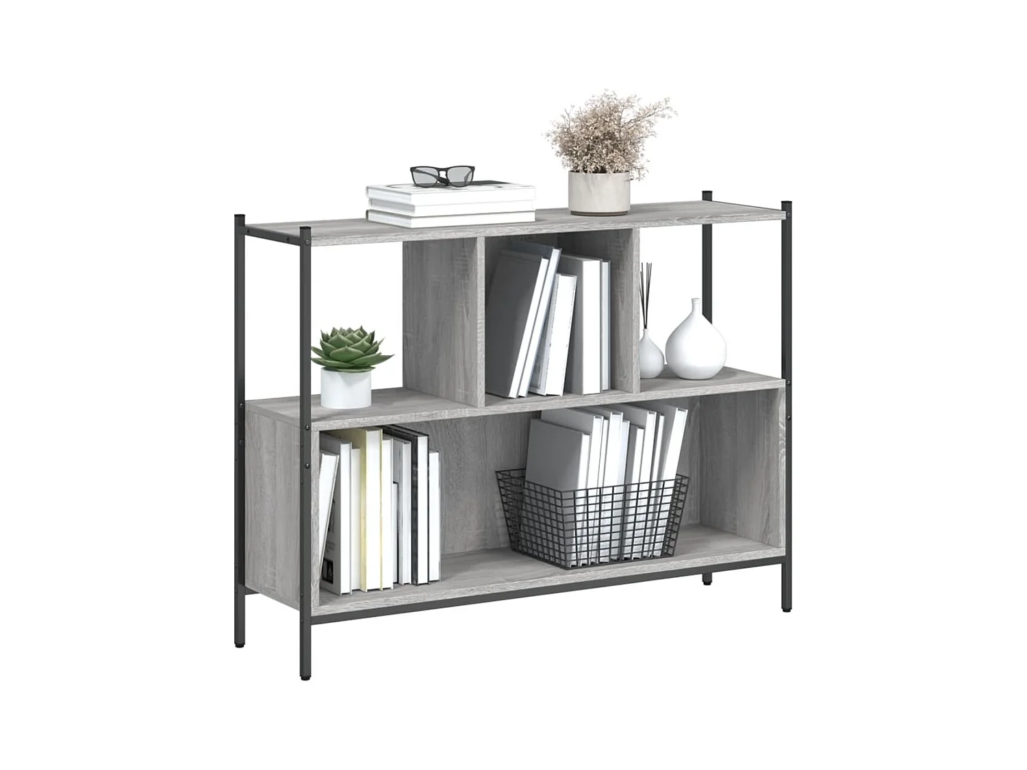 Sonoma grijze boekenkast 102x28x77,5 cm bewerkt hout
