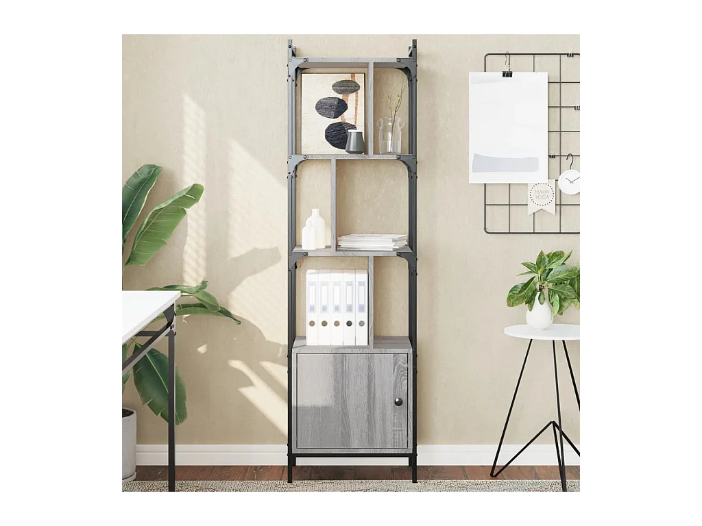 Bibliothèque avec porte sonoma gris 44,5x30x154,5 cm