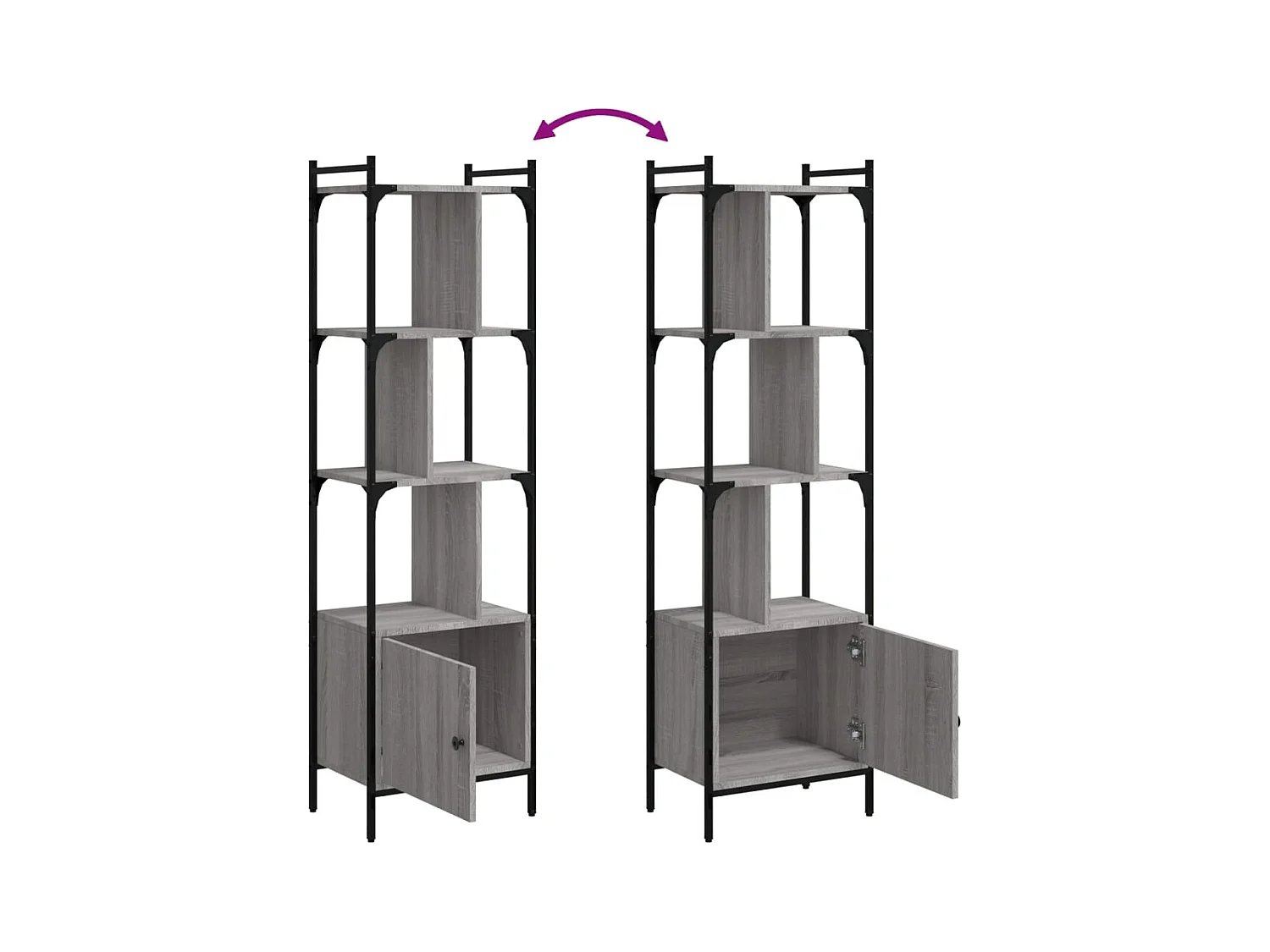 Bibliothèque avec porte sonoma gris 44,5x30x154,5 cm