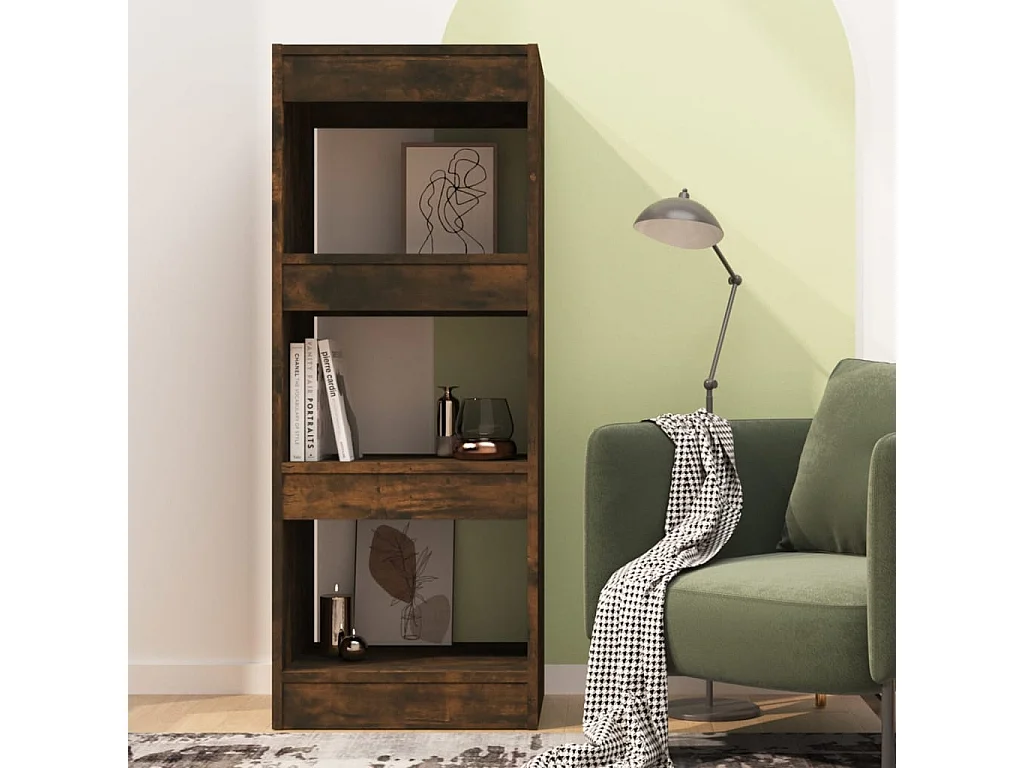 Bibliothèque/Séparateur de pièce Chêne fumé Bois d'ingénierie