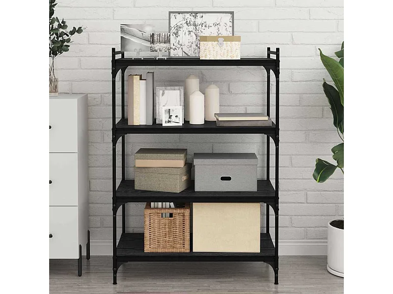 Libreria 4 pezzi Nero 80 x 40 x 1,5 cm Legno ingegnerizzato
