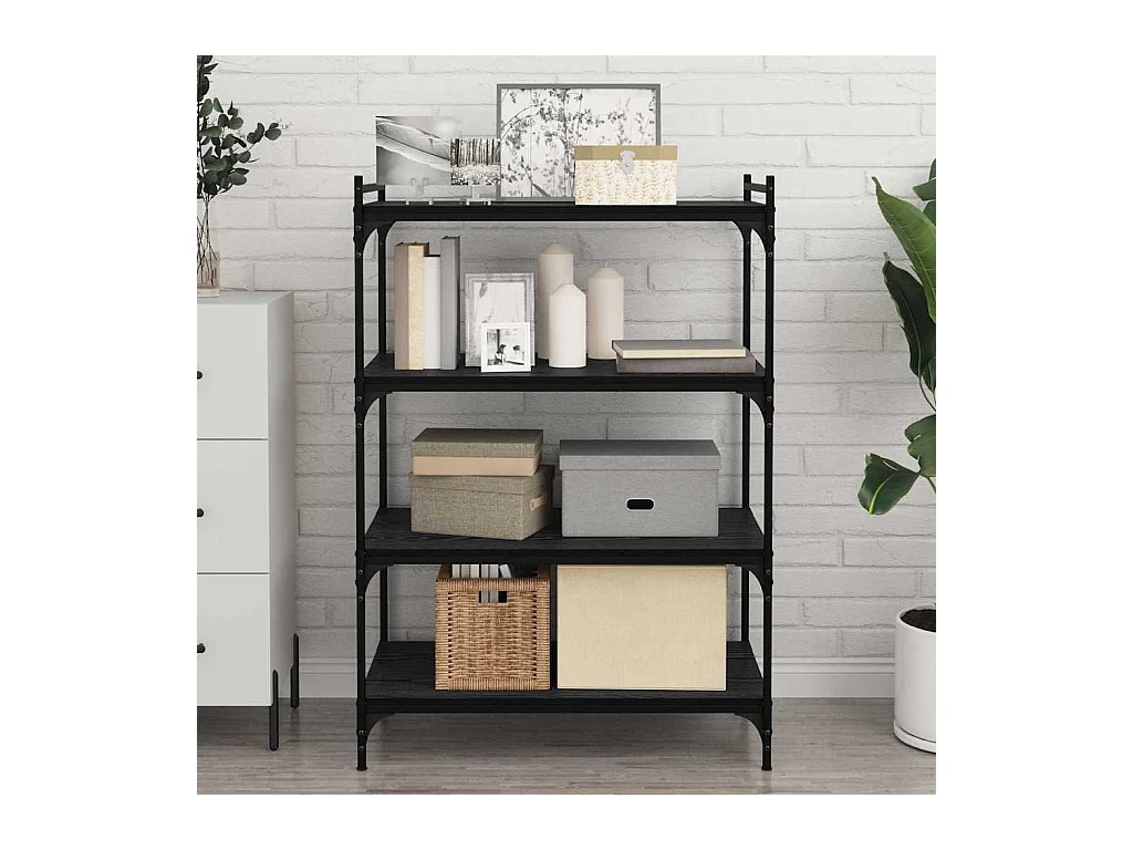 Étagère à livres 4 pcs Noir 80 x 40 x 1.5 cm Bois d'ingénierie