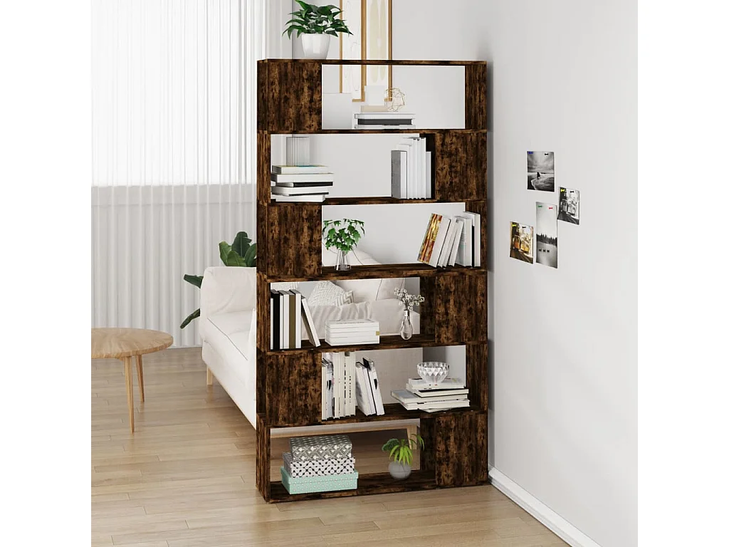 Librería/Separador de ambientes roble ahumado 100x24x188 cm