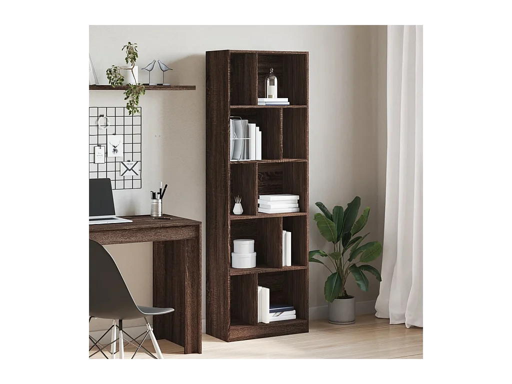 Bibliothèque chêne marron 57x28,5x174 cm bois d'ingénierie