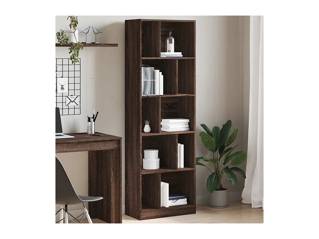 Bibliothèque chêne marron 57x28,5x174 cm bois d'ingénierie