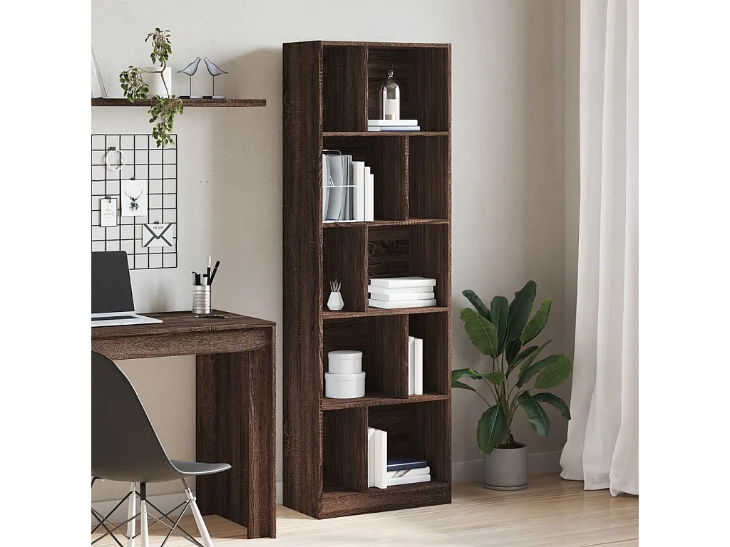 Bibliothèque chêne marron 57x28,5x174 cm bois d'ingénierie