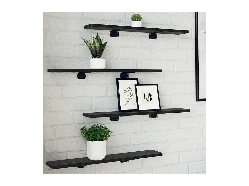 Étagère à livres 4 pcs Noir 60 x 10 x 1.5 cm Bois d'ingénierie