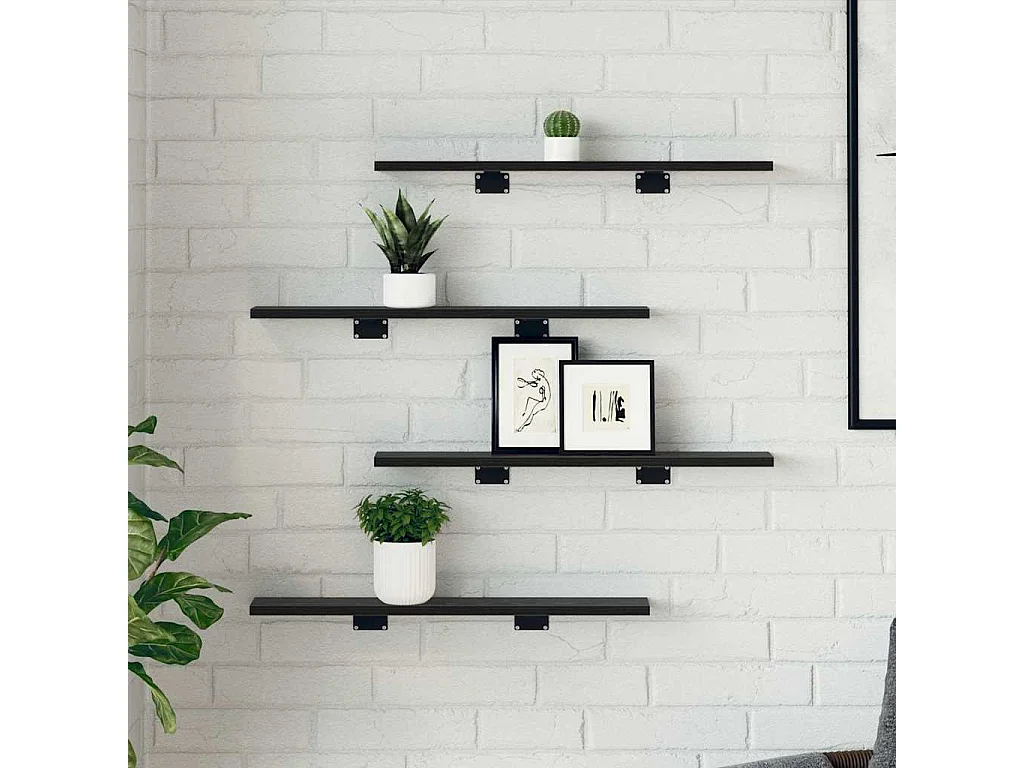 Étagère à livres 4 pcs Noir 60 x 10 x 1.5 cm Bois d'ingénierie