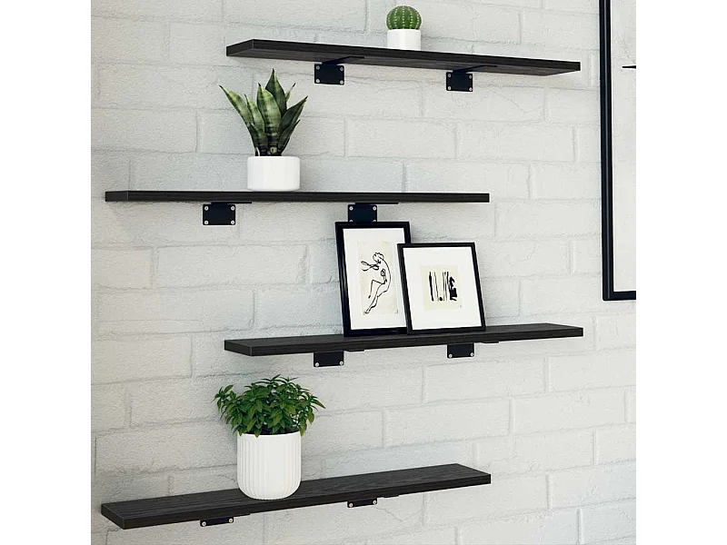 Étagère à livres 4 pcs Noir 60 x 10 x 1.5 cm Bois d'ingénierie