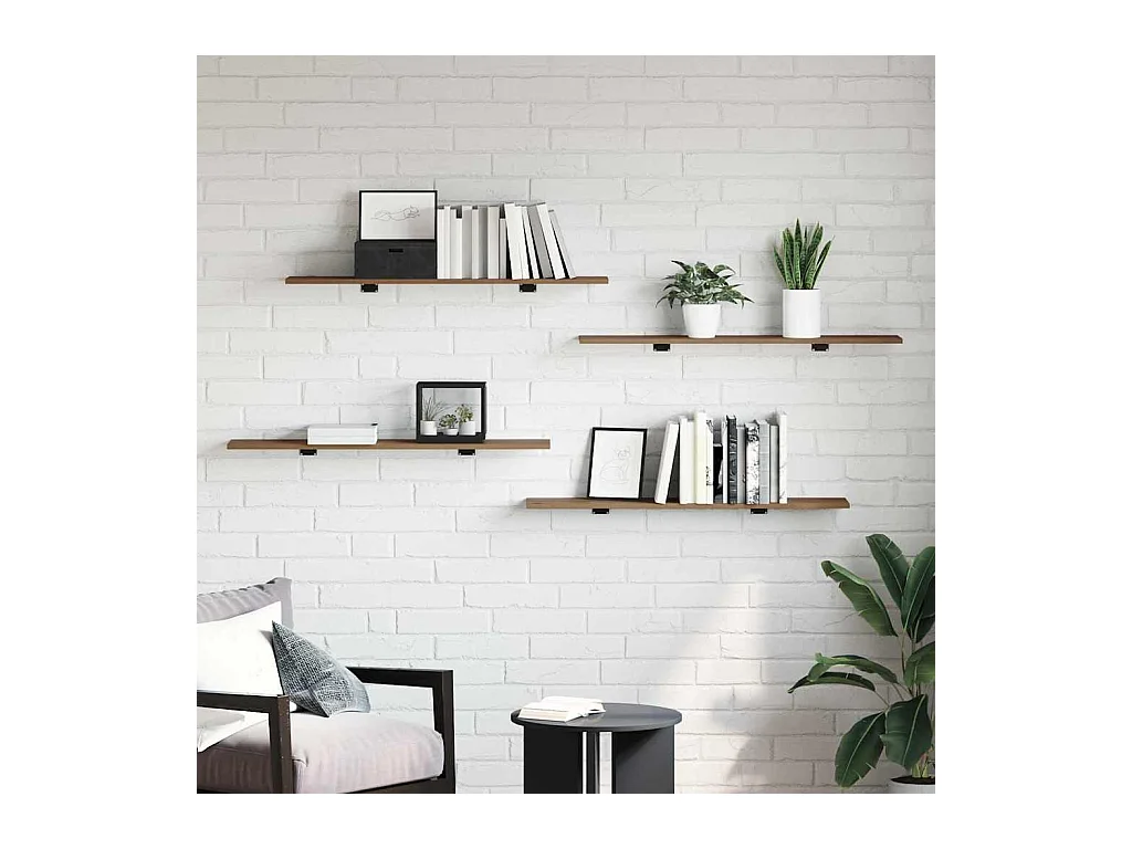 Étagère à livres 4 pcs Marron 100 x 20 x 1.5 cm