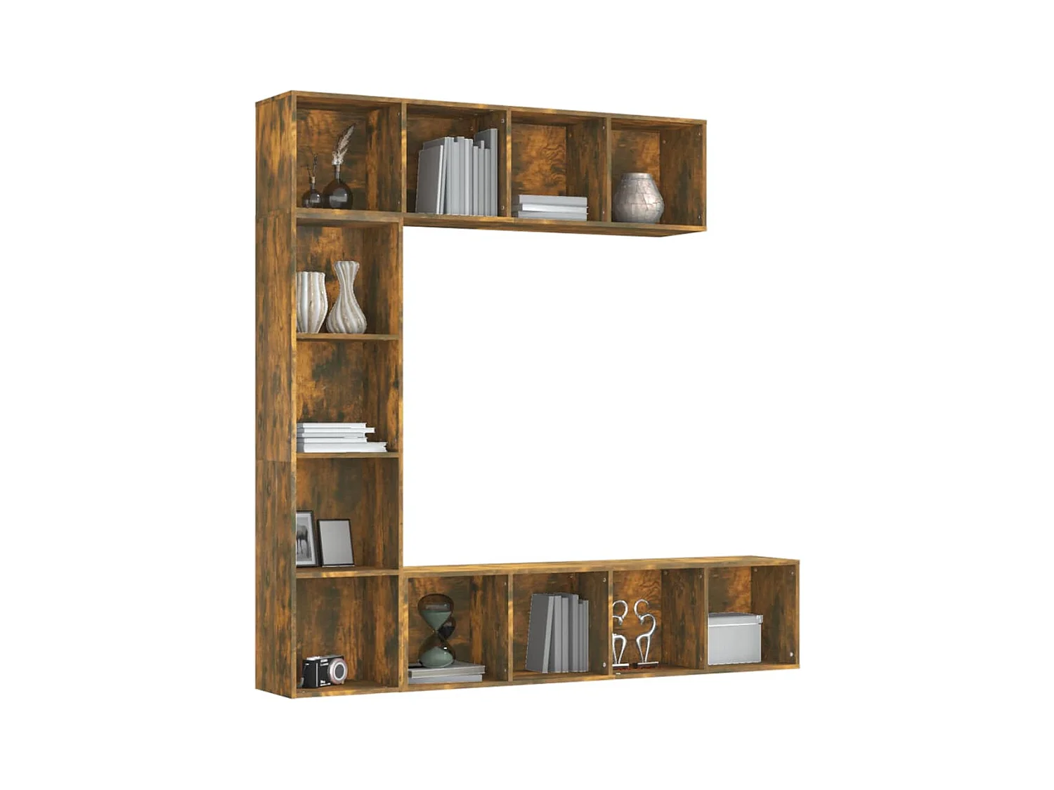 Ensemble bibliothèque/meuble TV 3 pcs Chêne fumé 180x30x180 cm