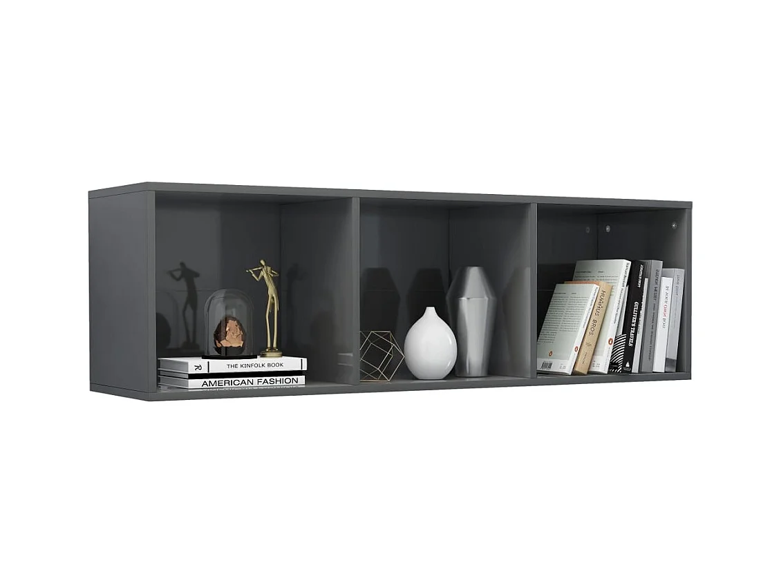 Bibliothèque/Meuble TV Gris brillant Bois d’ingénierie