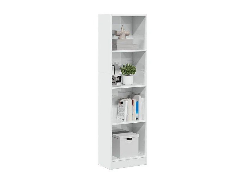 Libreria bianca lucida 40x24x143 cm in legno ingegnerizzato