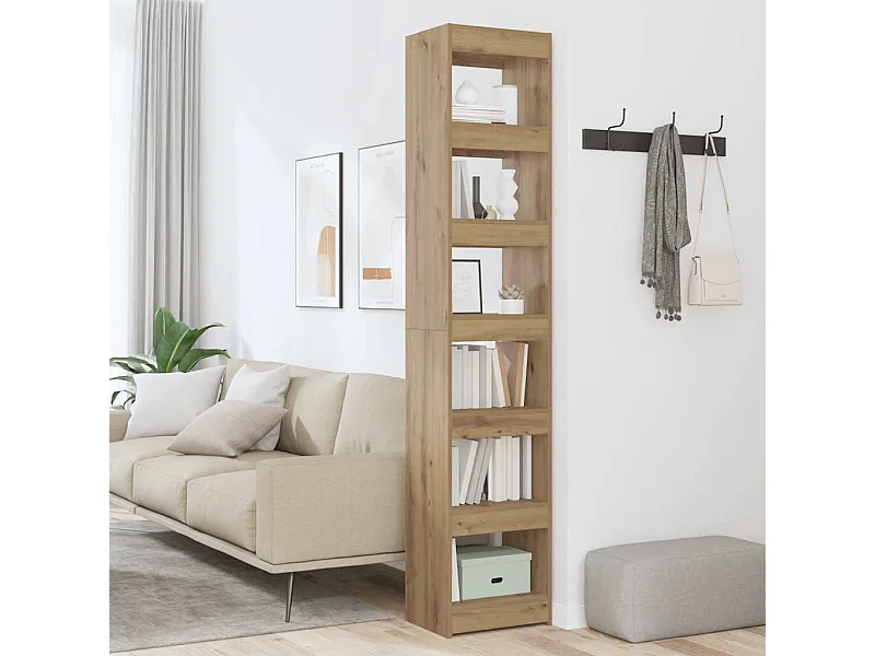 Bibliothèque/Séparateur de pièce chêne artisanal 40x30x198 cm
