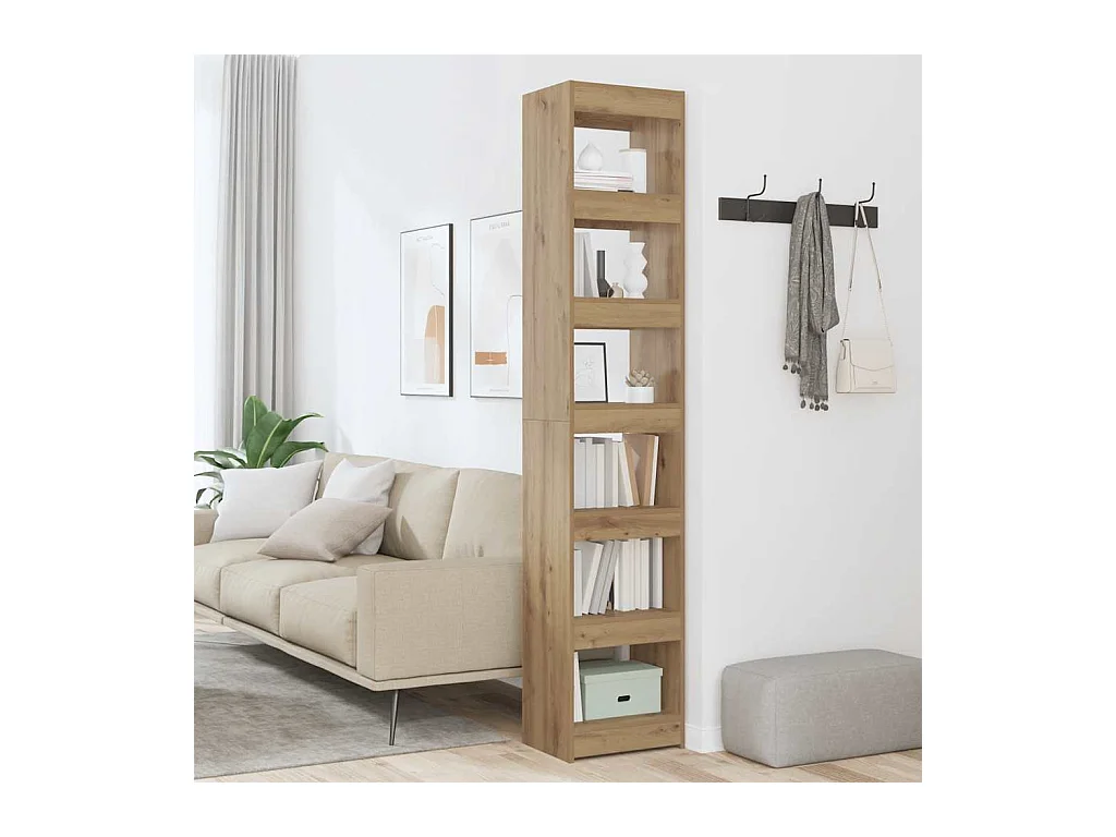 Boekenkast/kamerverdeler handgemaakt eiken 40x30x198 cm