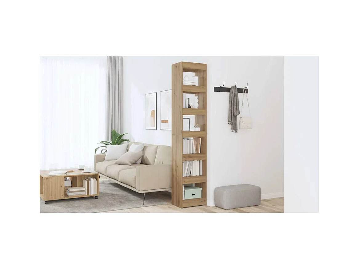 Boekenkast/kamerverdeler handgemaakt eiken 40x30x198 cm