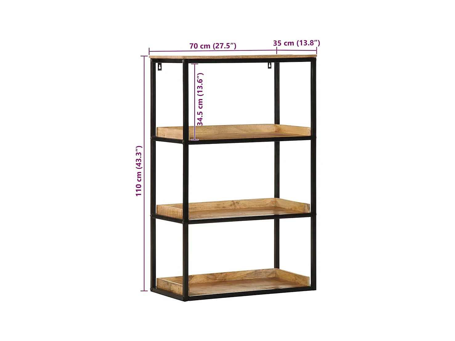 Bibliothèque Marron 70 x 35 x 110 cm Bois de manguier massif