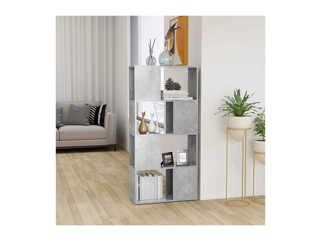 Bibliothèque/Séparateur de pièce Gris béton 60x24x124,5 cm