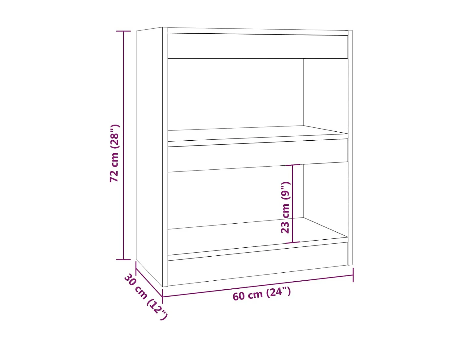 Boekenkast/kamerverdeler gerookt eiken 60x30x72 cm
