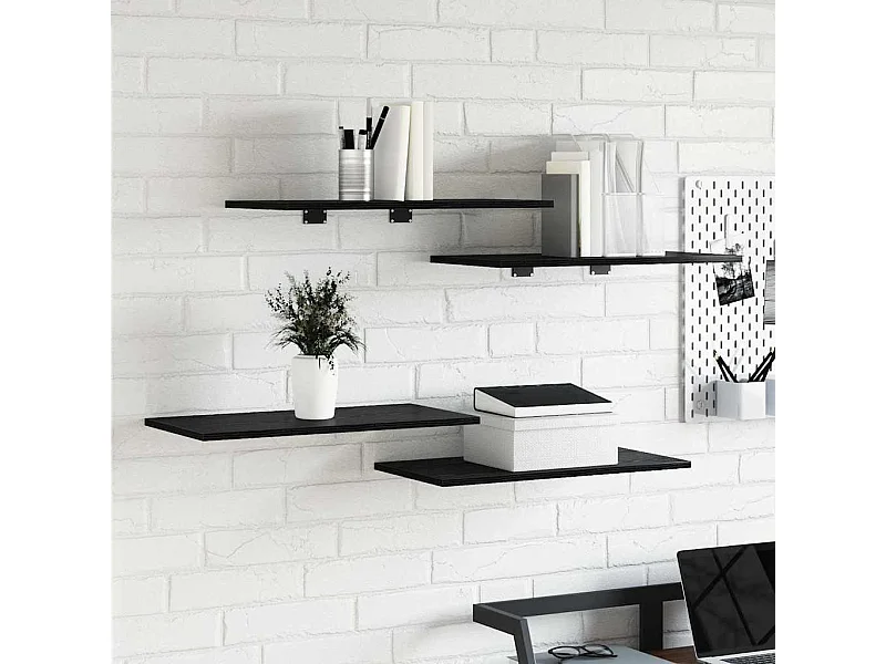 Étagère à livres 4 pcs Noir 60 x 30 x 1.5 cm Bois d'ingénierie