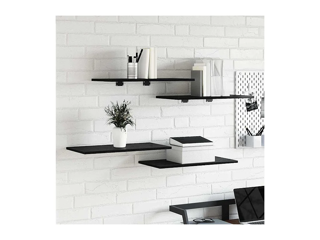 Étagère à livres 4 pcs Noir 60 x 30 x 1.5 cm Bois d'ingénierie