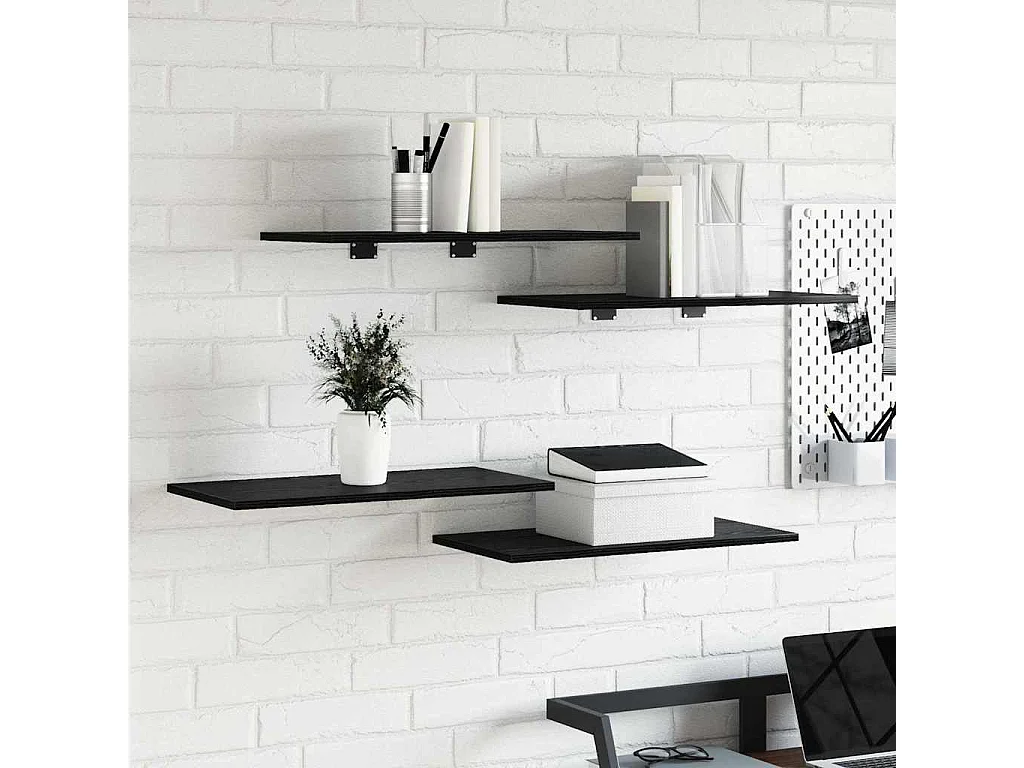 Étagère à livres 4 pcs Noir 60 x 30 x 1.5 cm Bois d'ingénierie