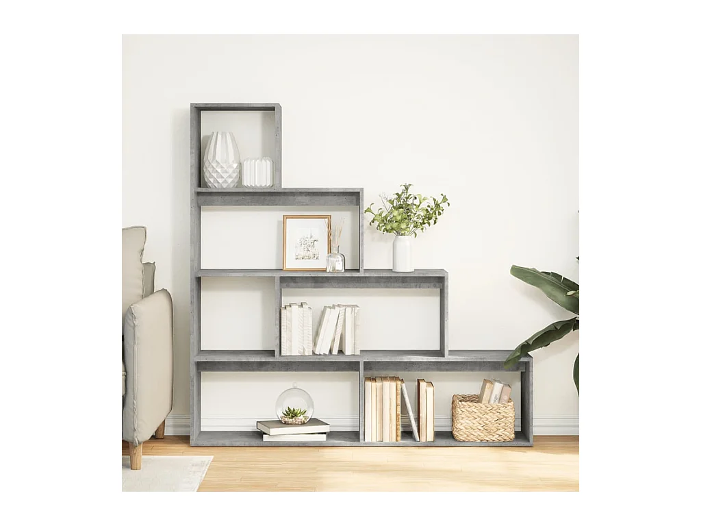 Estante divisor de ambientes de 4 niveles en gris hormigón