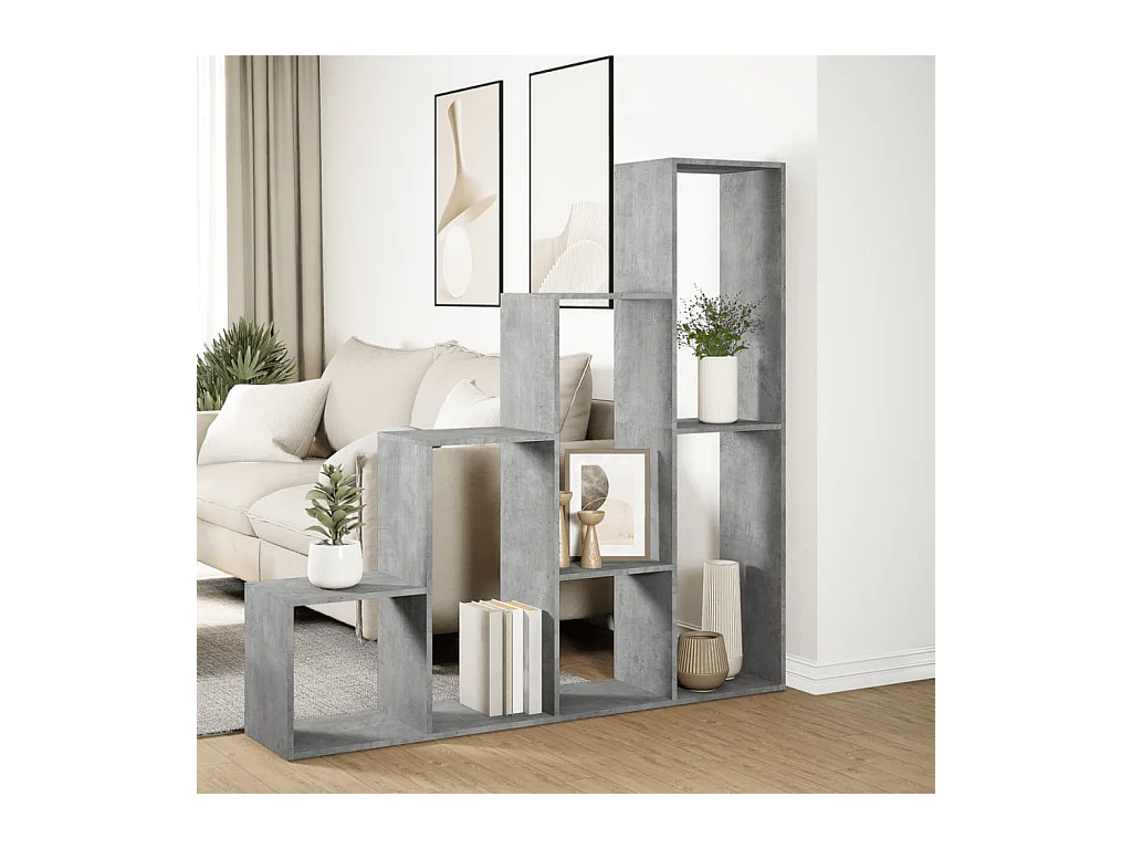 Estante divisor de ambientes de 4 niveles en gris hormigón